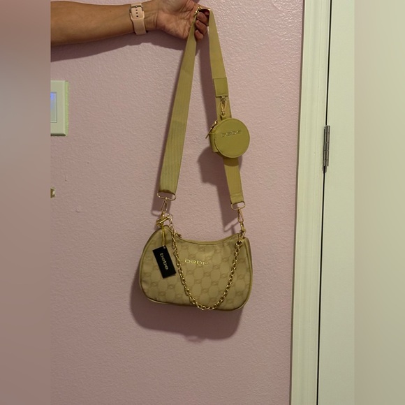 bebe Handbags - Bebe Beige Shoulder Bag with Gold Chain
